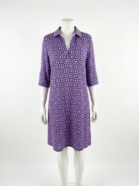 NEW TYLER BOE women's retro johnny blocks dress in purple multi